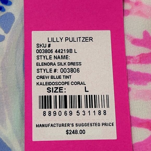 Lilly Pulitzer Eleanora Silk Dress Kaleidoscope Coral - Picture 10 of 10